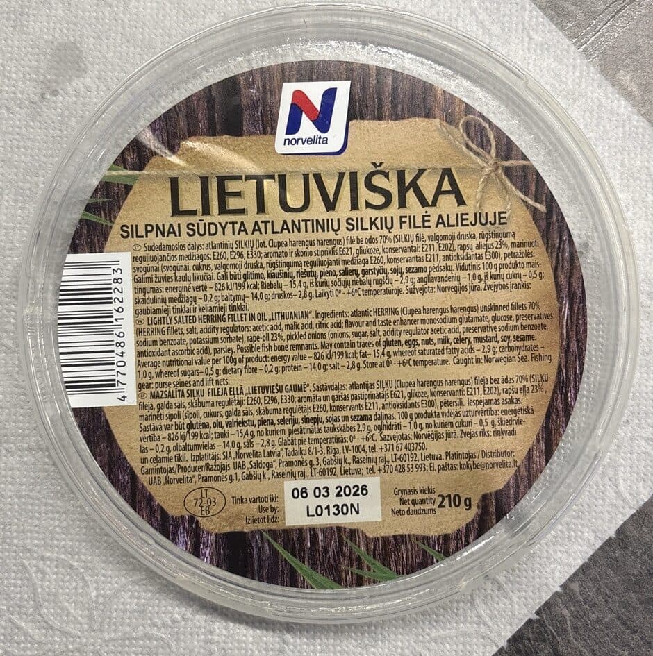 Norvelita siļķu fileja Norvelita Lietuviešu packshot