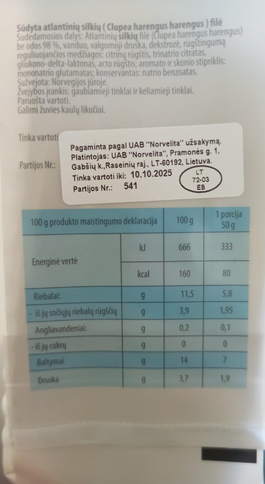 Norvelita Sūdyta Atlantinių Silkių Filė packshot