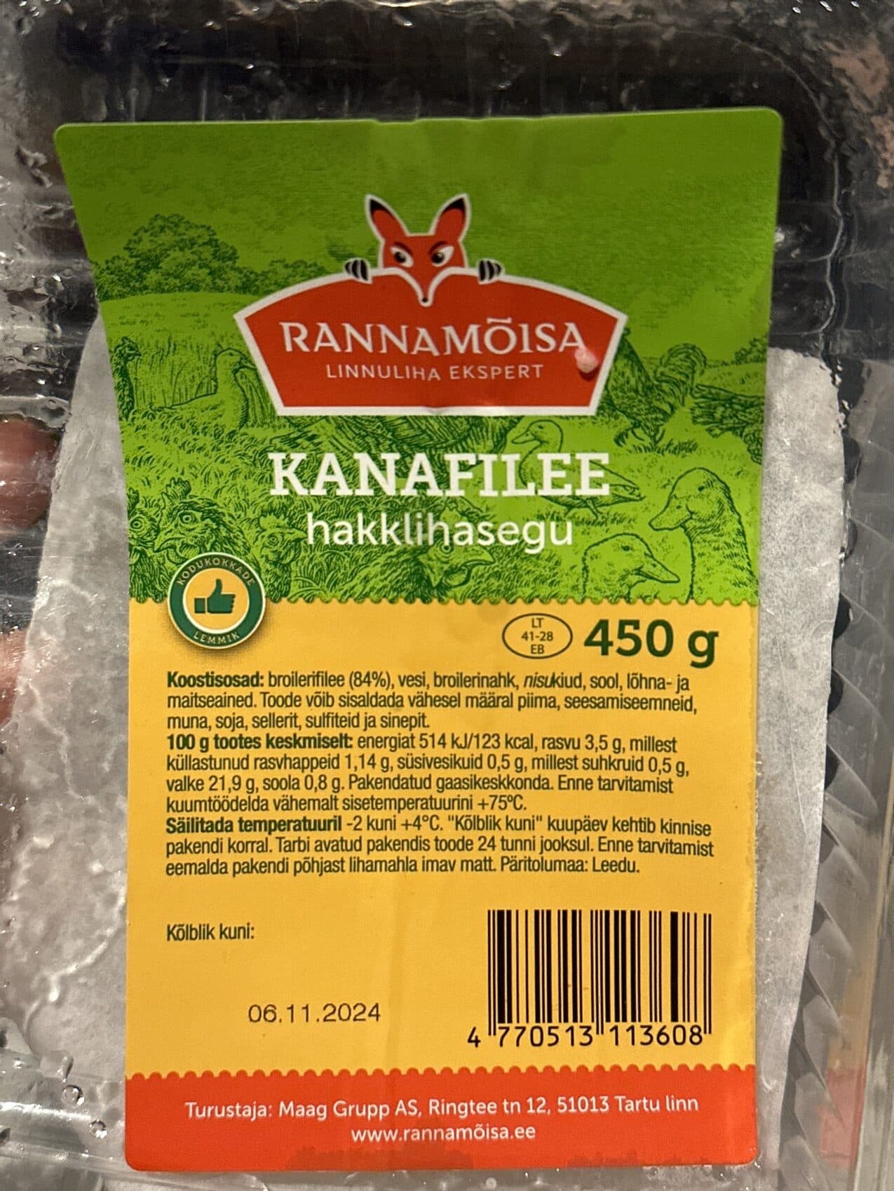 Rannamõisa Kanafilee hakklihasegu packshot