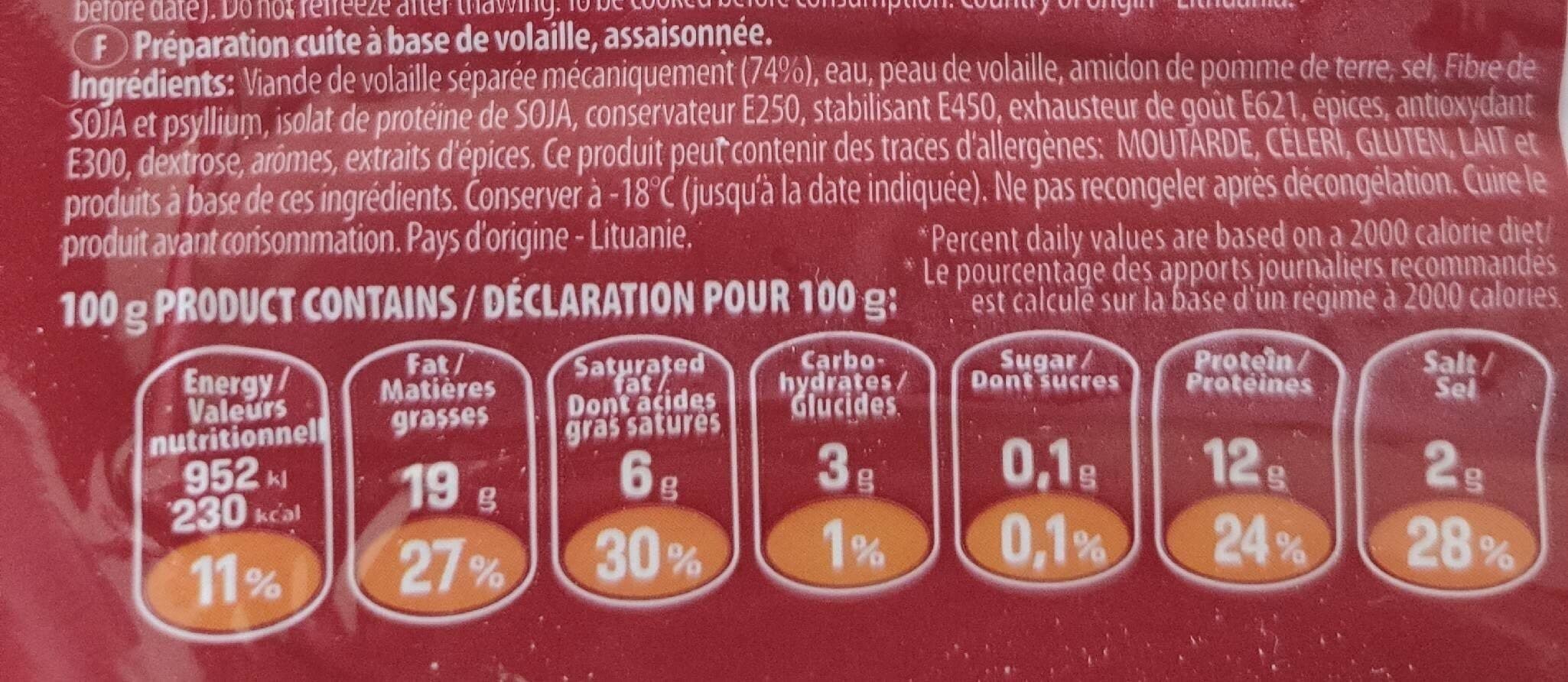 Premium Franks de poulet 340g packshot