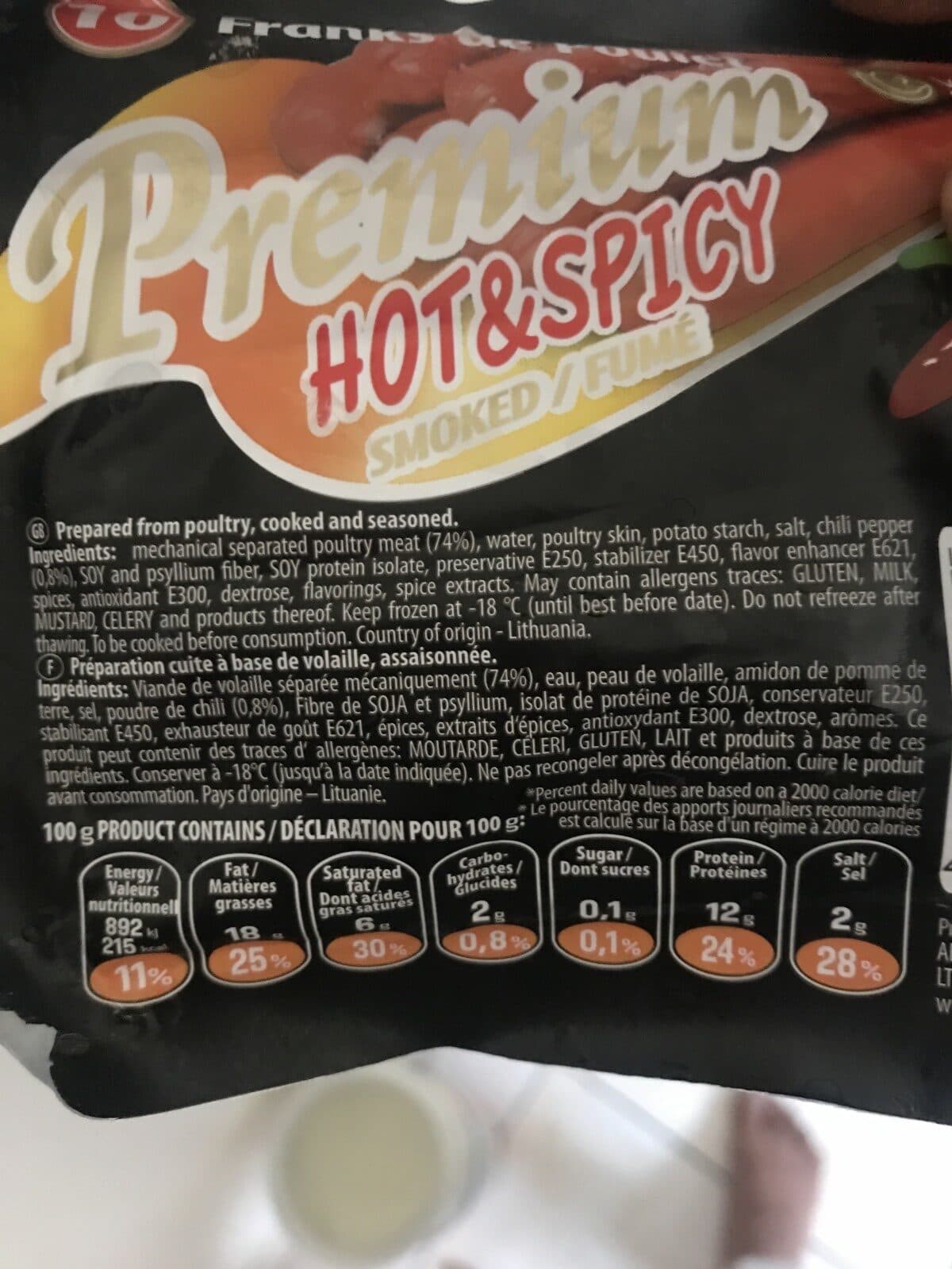 Open Food Facts Saucisses de Poulet Hot&Spicy packshot