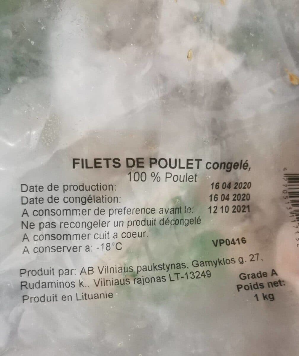 Filet de poulet congelé packshot