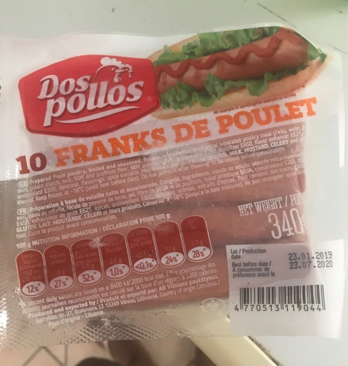 10 franks de poulet packshot
