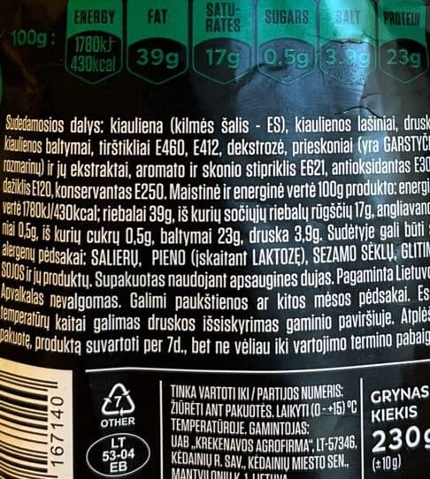 Krekenavos Cold Smoked Sausage Bajoru packshot