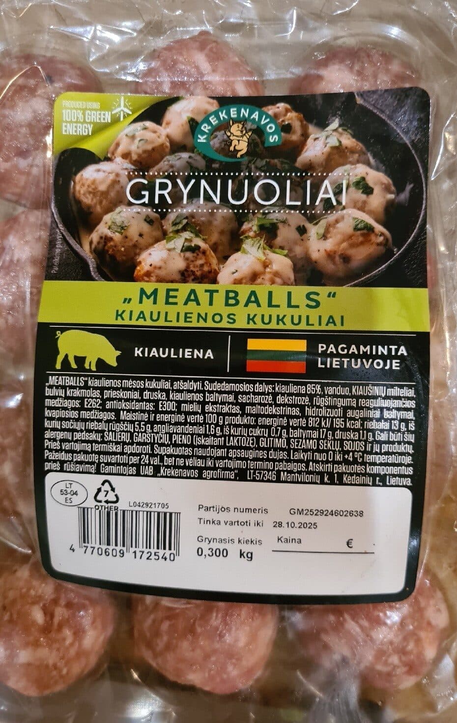 Krekenavos Pork Meatbals packshot