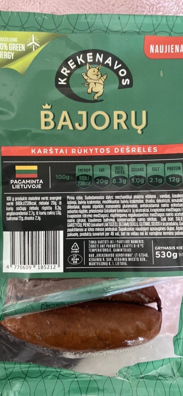 KREKENAVOS Bajorų Rukytos Dešrelės packshot