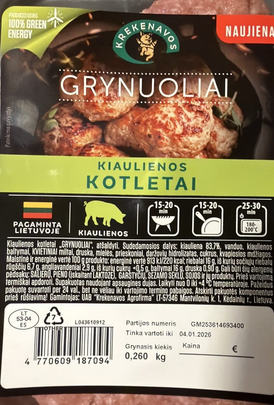 Krekenavos Kiaulienos Kotletai packshot