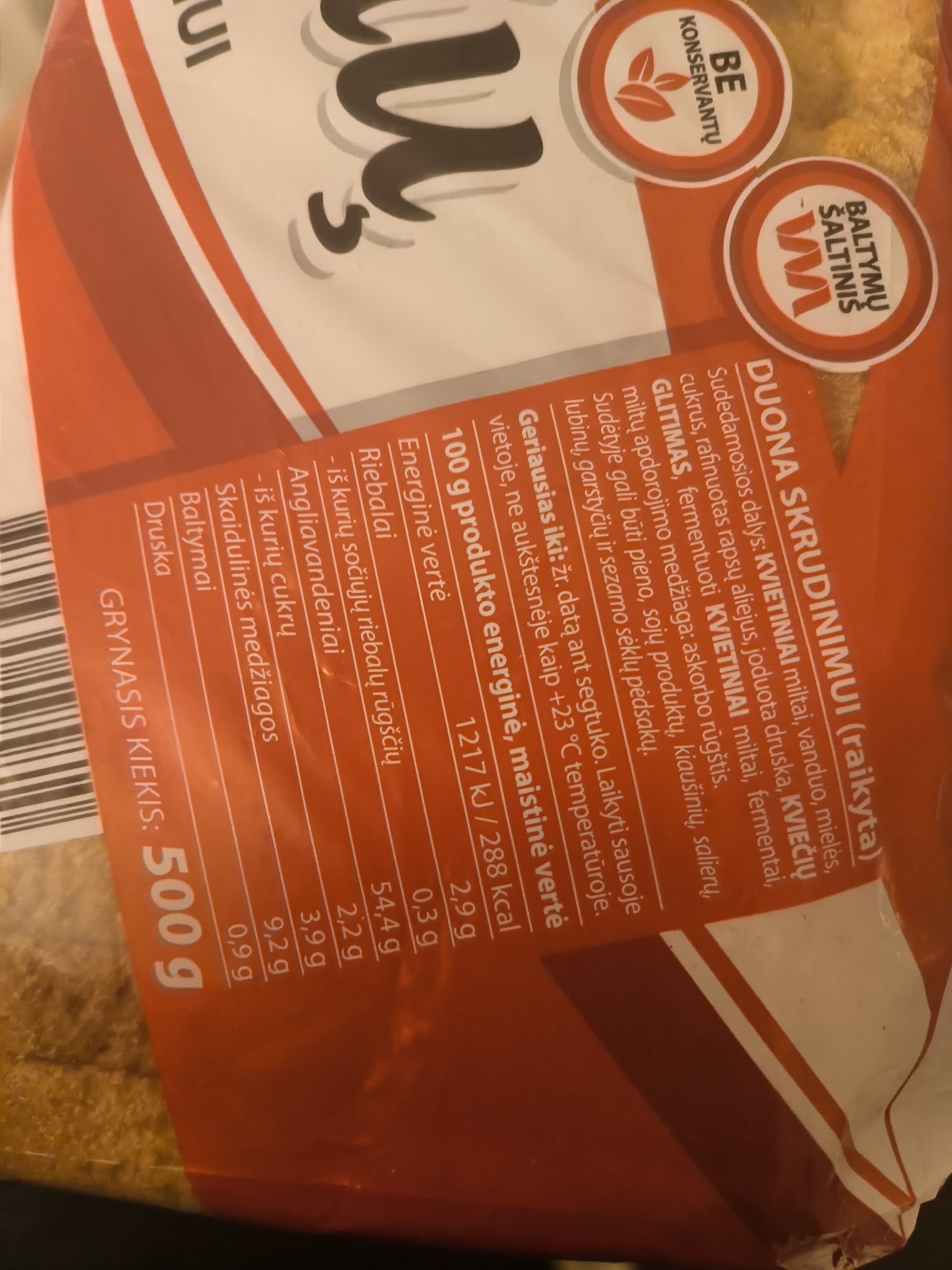 Lietuvos kepėjas Pusryčių duona skrudinimui packshot