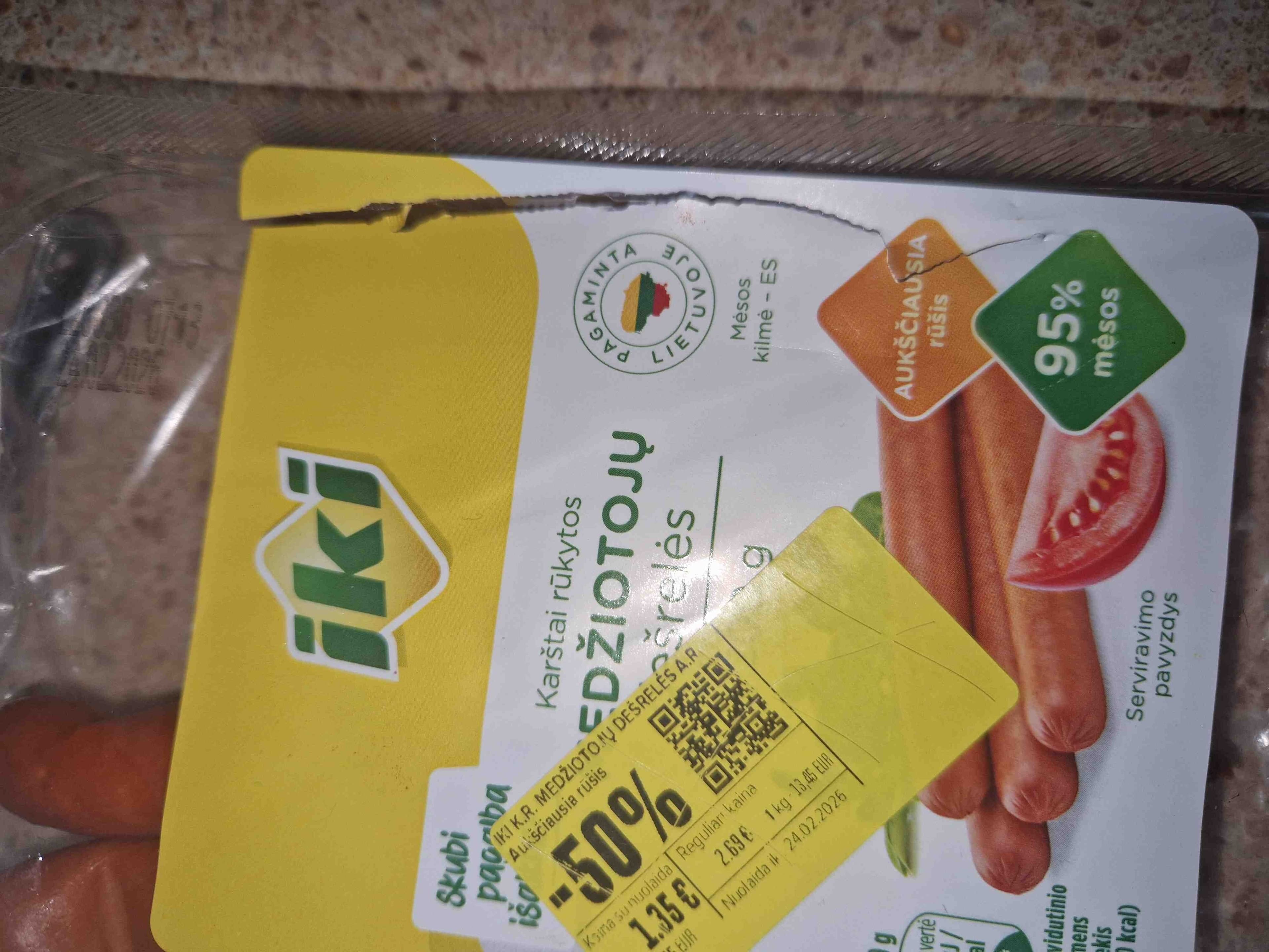 Iki Karštai rūkytos medžiotojų dešrelės packshot