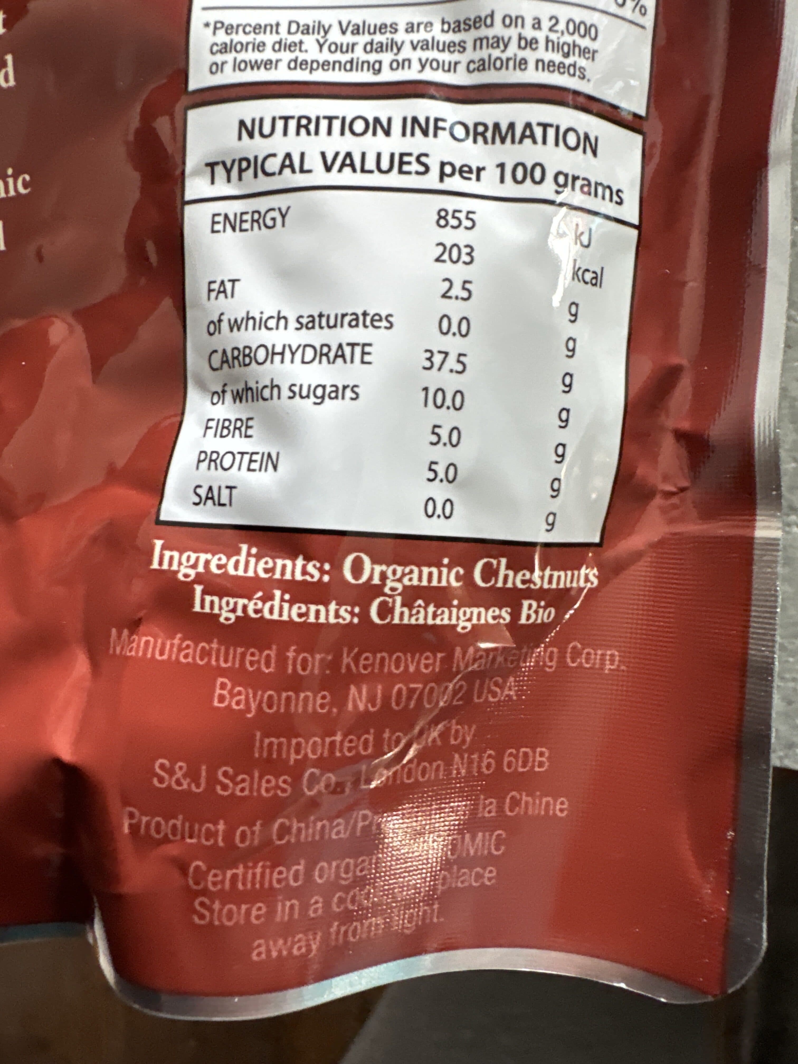 Gefen roasted organic chestnuts packshot