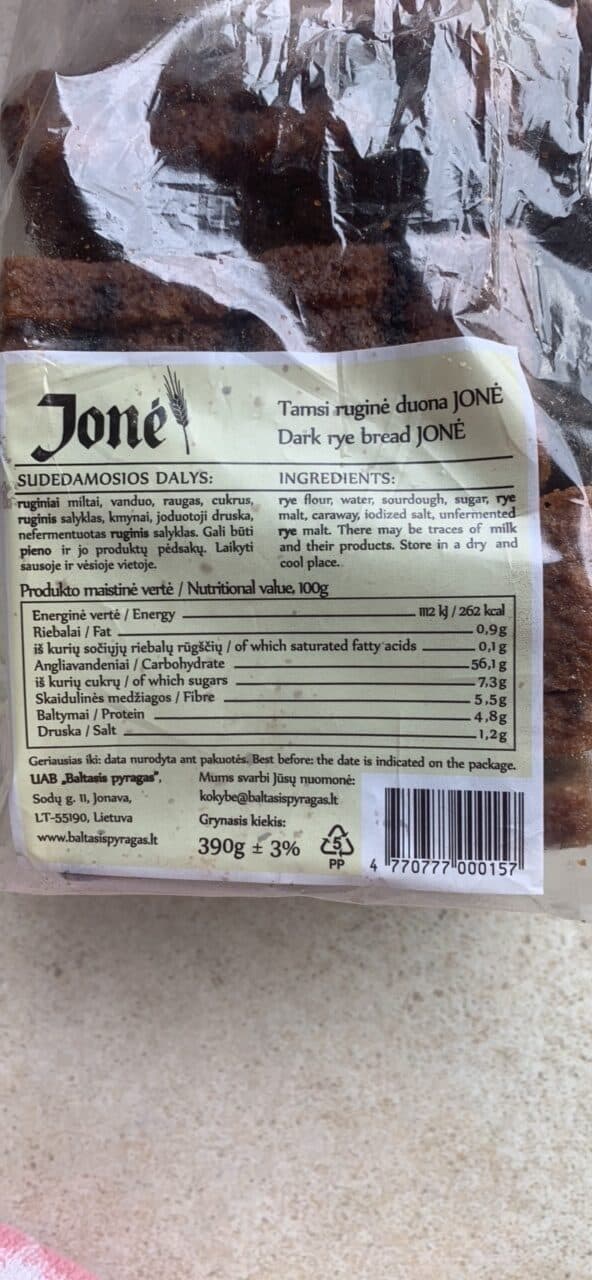 Jonė Dark rye bread JONĖ packshot
