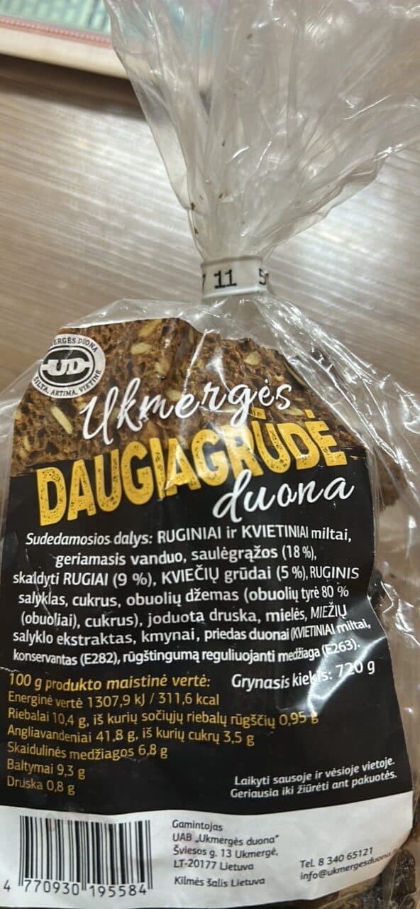 Ukmergės duona Ukmergės daugiagrūdė duona packshot