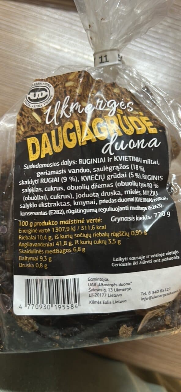 Ukmergės duona Ukmergės daugiagrūdė duona packshot