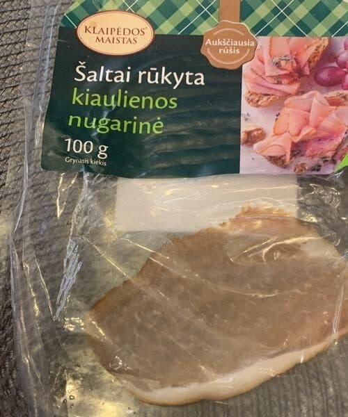 Klaipėdos maistas Šaltai rukyta kiaulienos nugarinė packshot