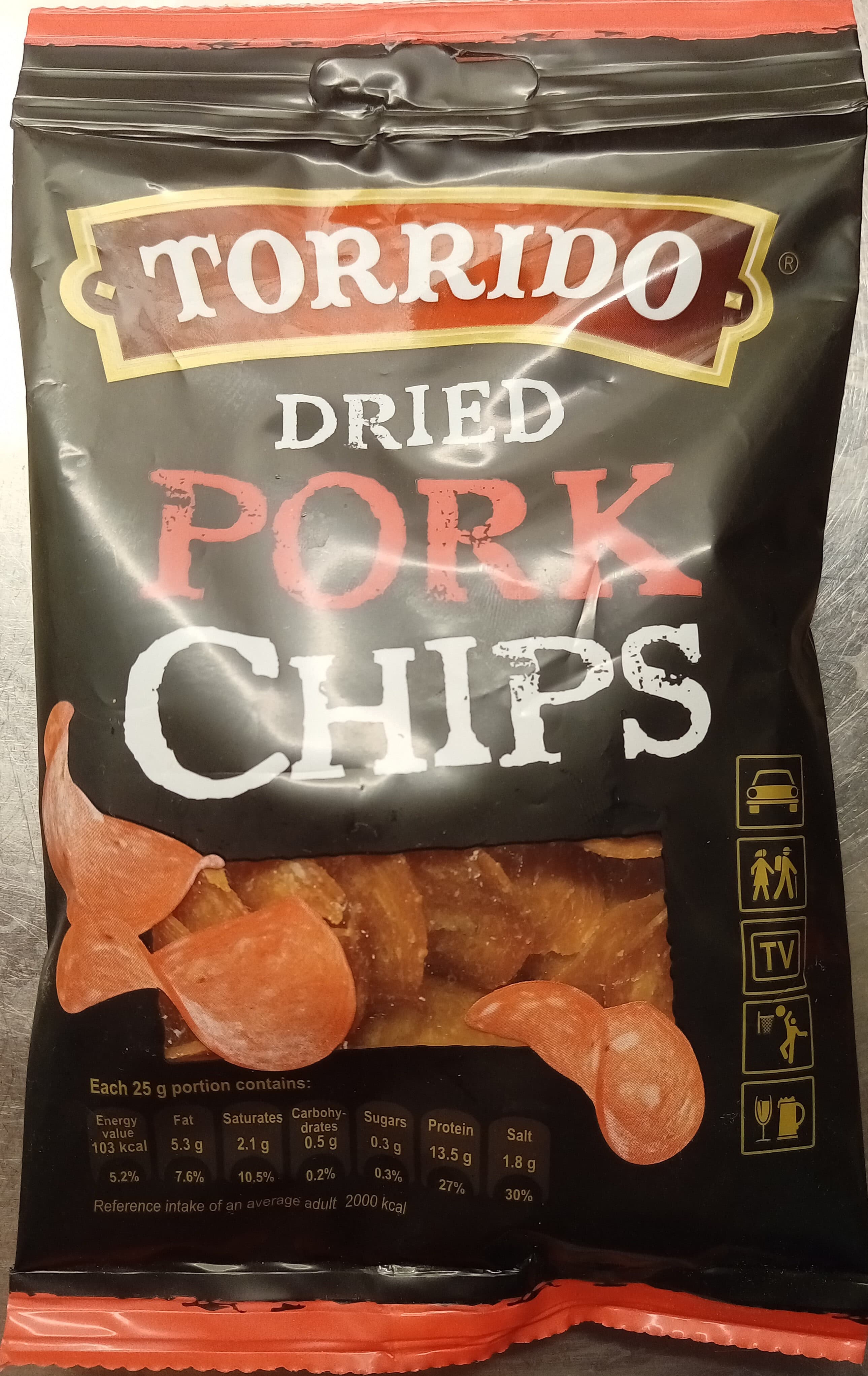 Klaipėdos mėsinė Torrido Dried Pork Chips packshot