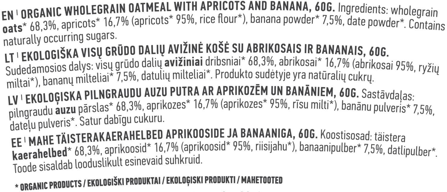 auga Apricot & Banana Instant Oatmeal packshot