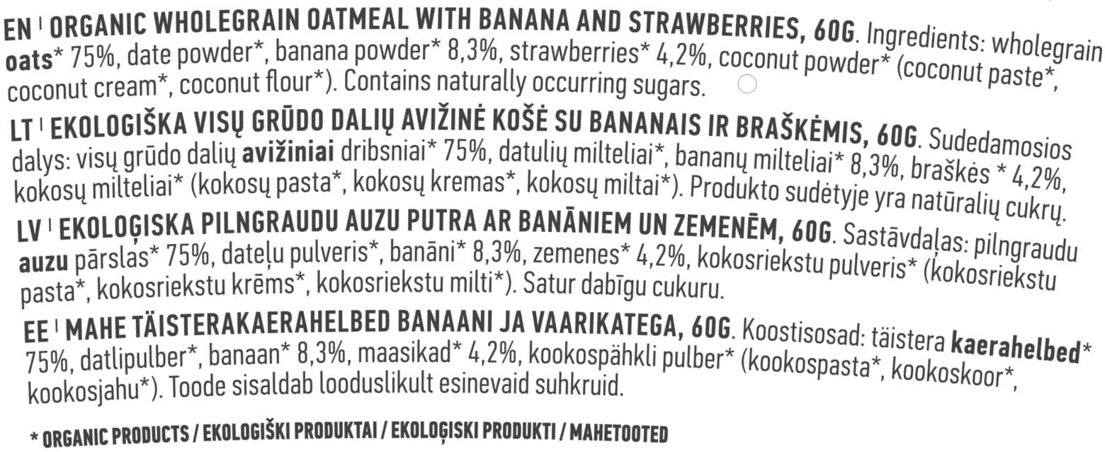 Buda Banana & Strawberry Instant Oatmeal packshot