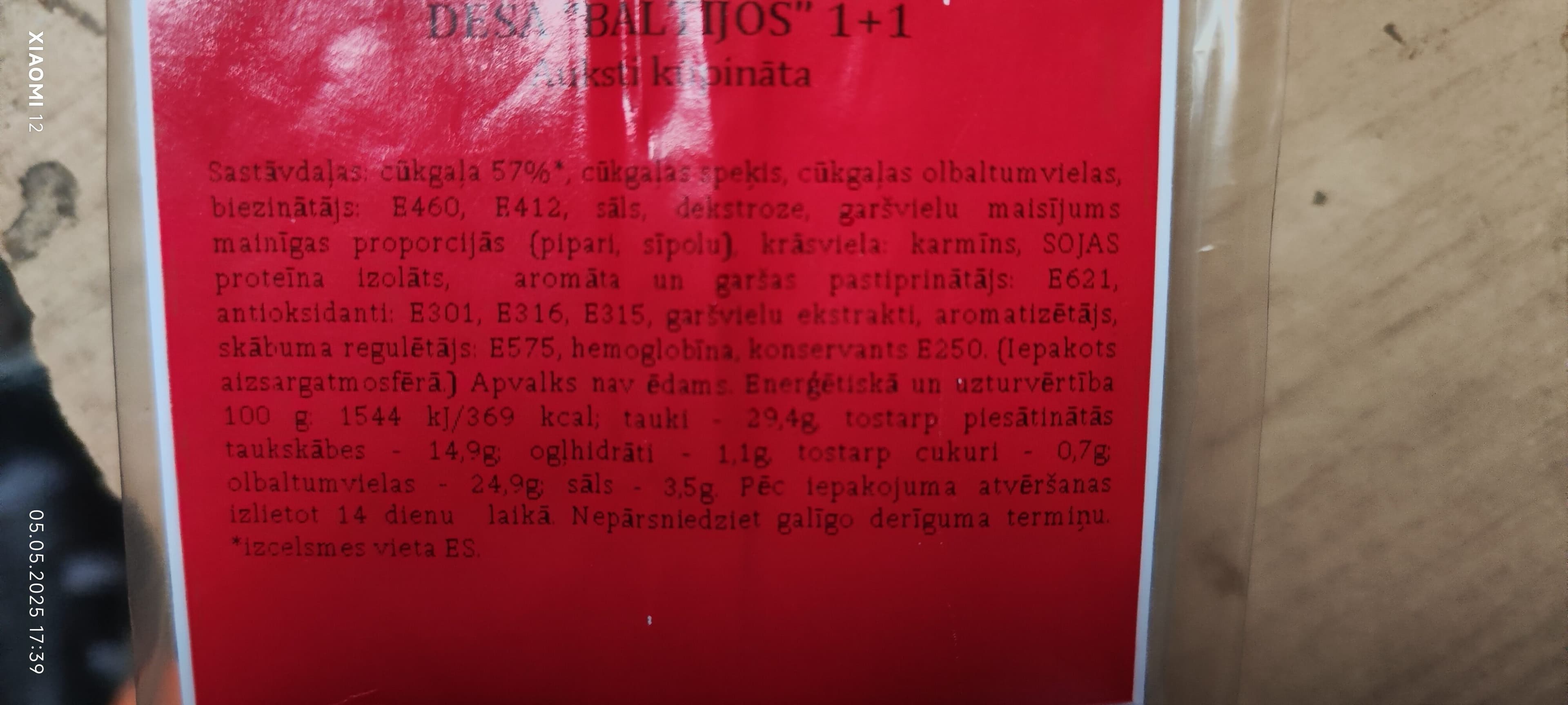 Open Food Facts Desa "BALTIJOS" 1+1 packshot