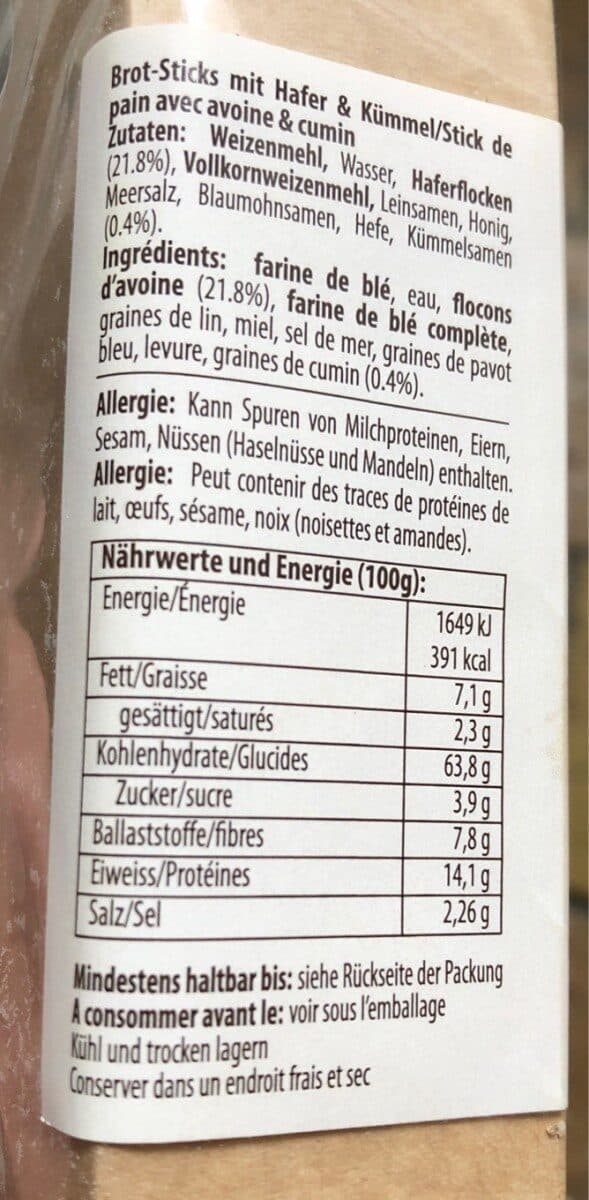 Open Food Facts Sticks de pain packshot