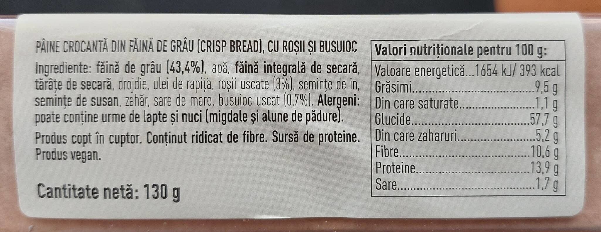 Open Food Facts Crisp bread with wheat flour. With tomato and basil. packshot