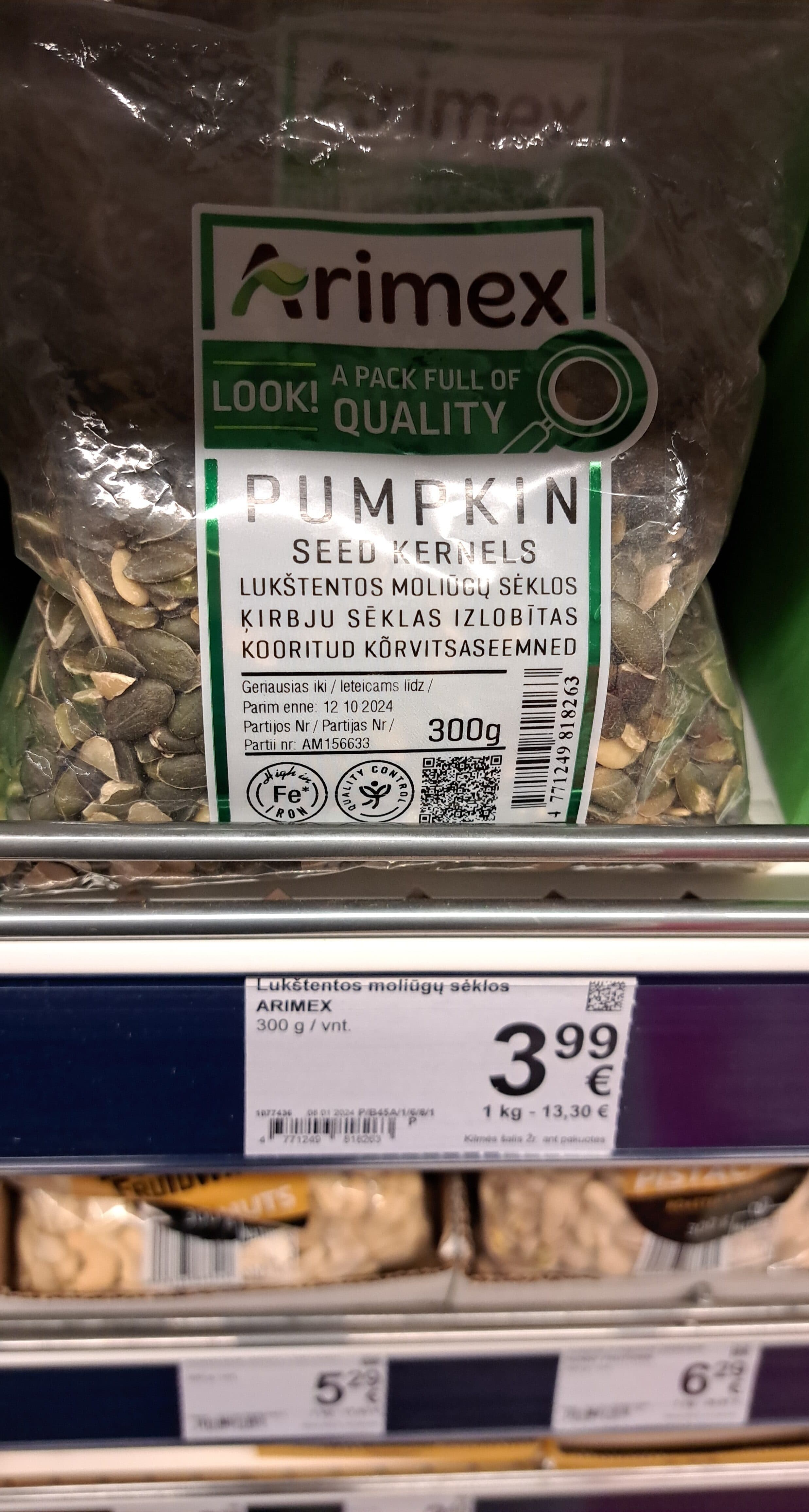 Arimex Moliūgų lukšyentos sėklos packshot