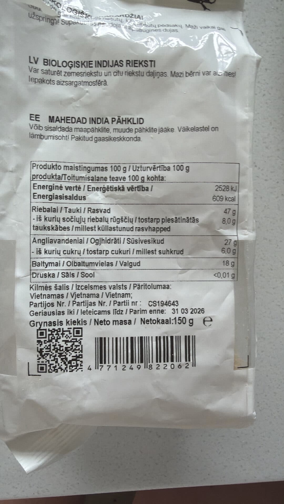 Arimex Organic Cashews packshot