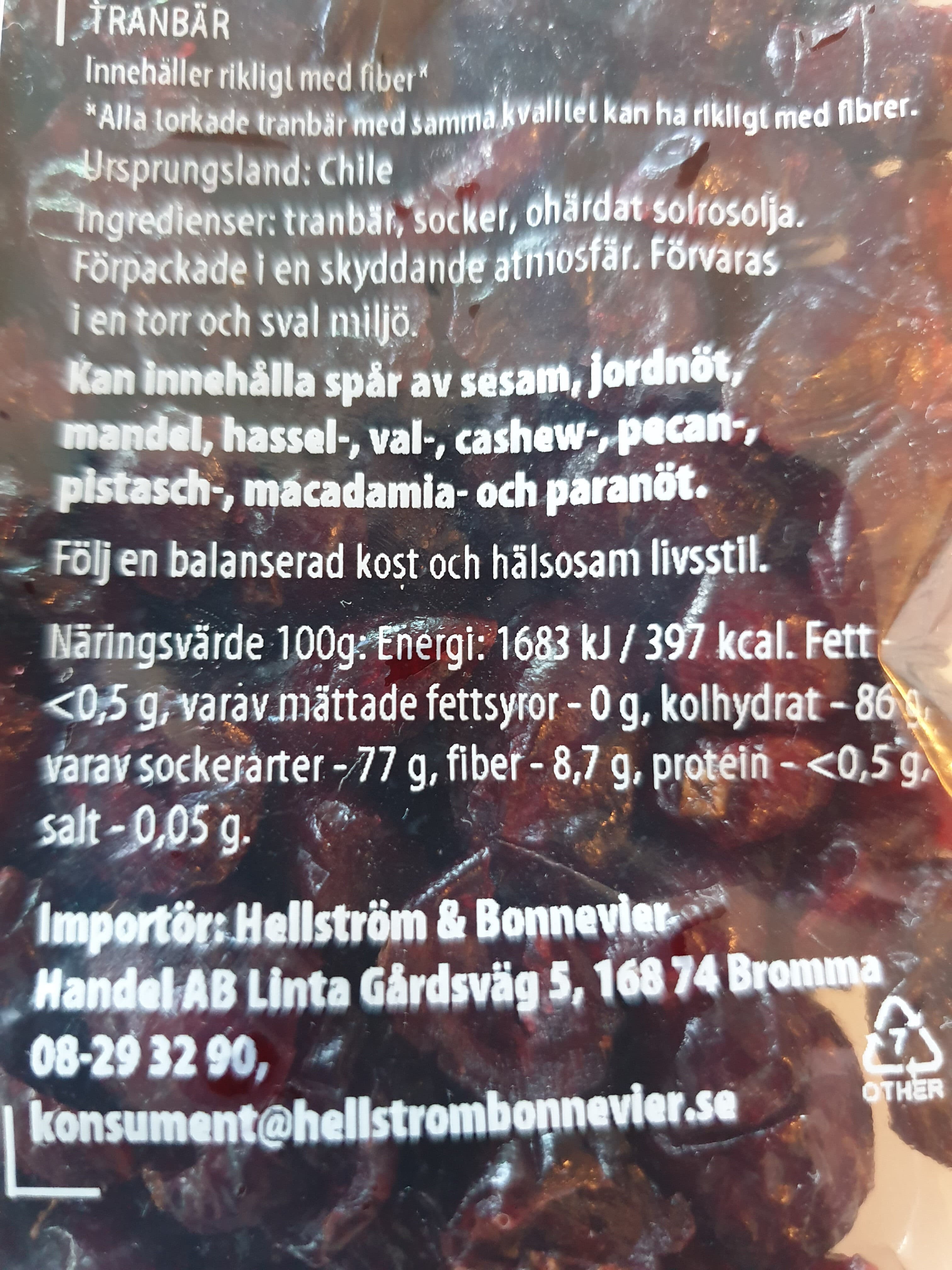 Arimex Tranbär packshot