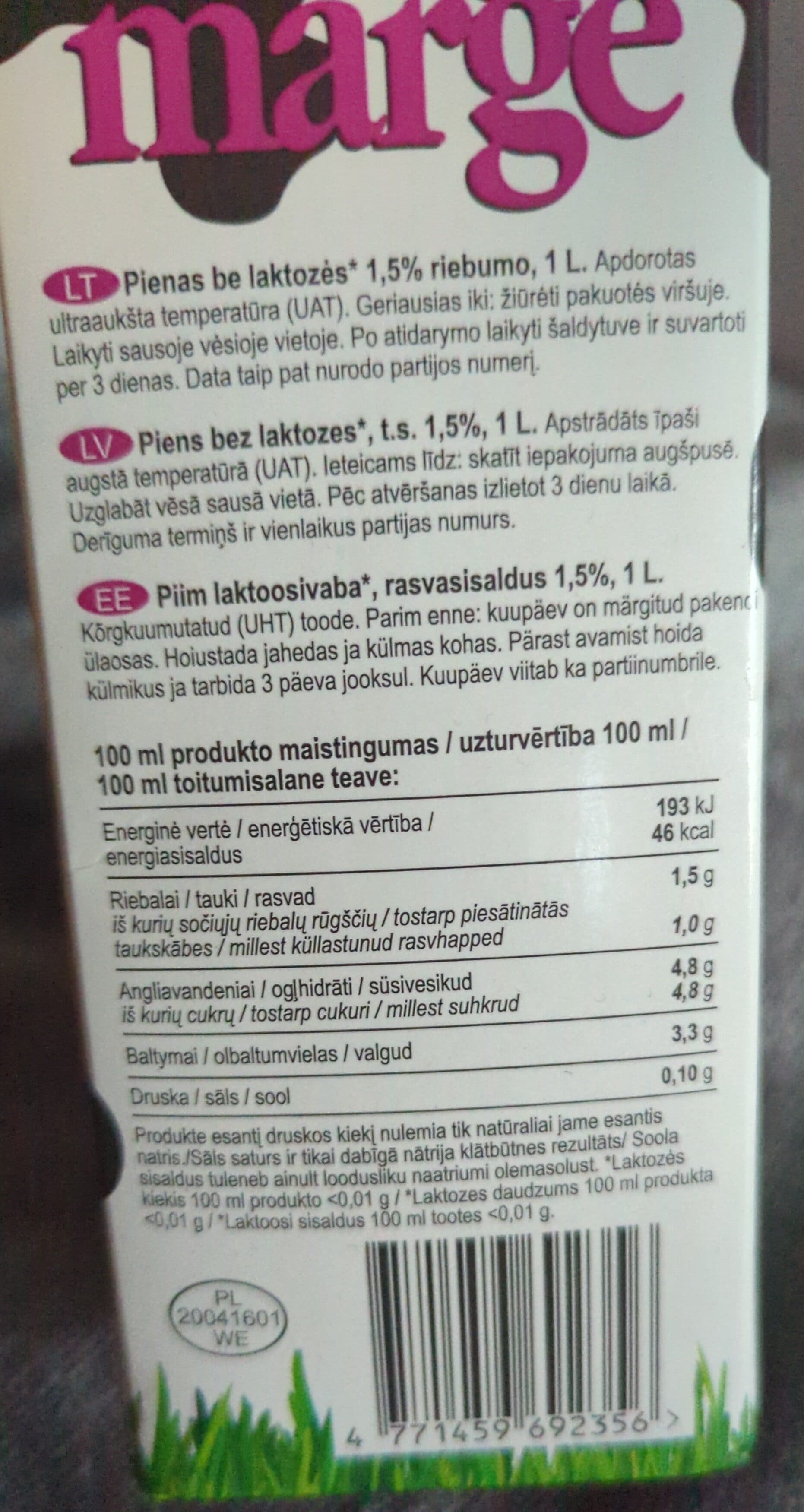 margė Piens / Piim packshot