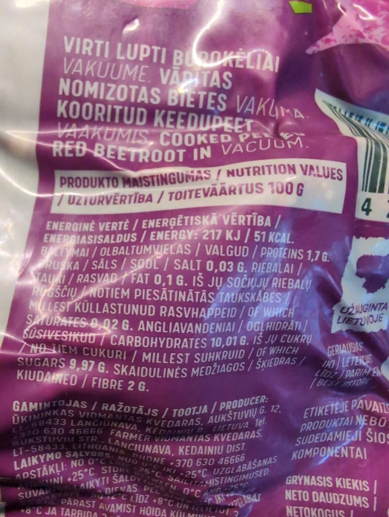 Kvedarų Ūkis Virti burokėliai packshot