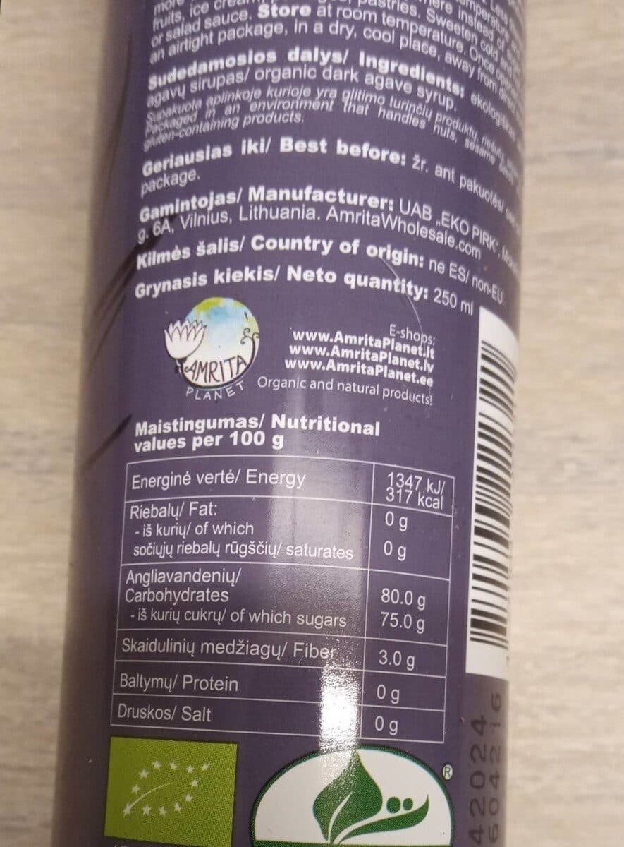 Amrita Dark Agave Syrup packshot