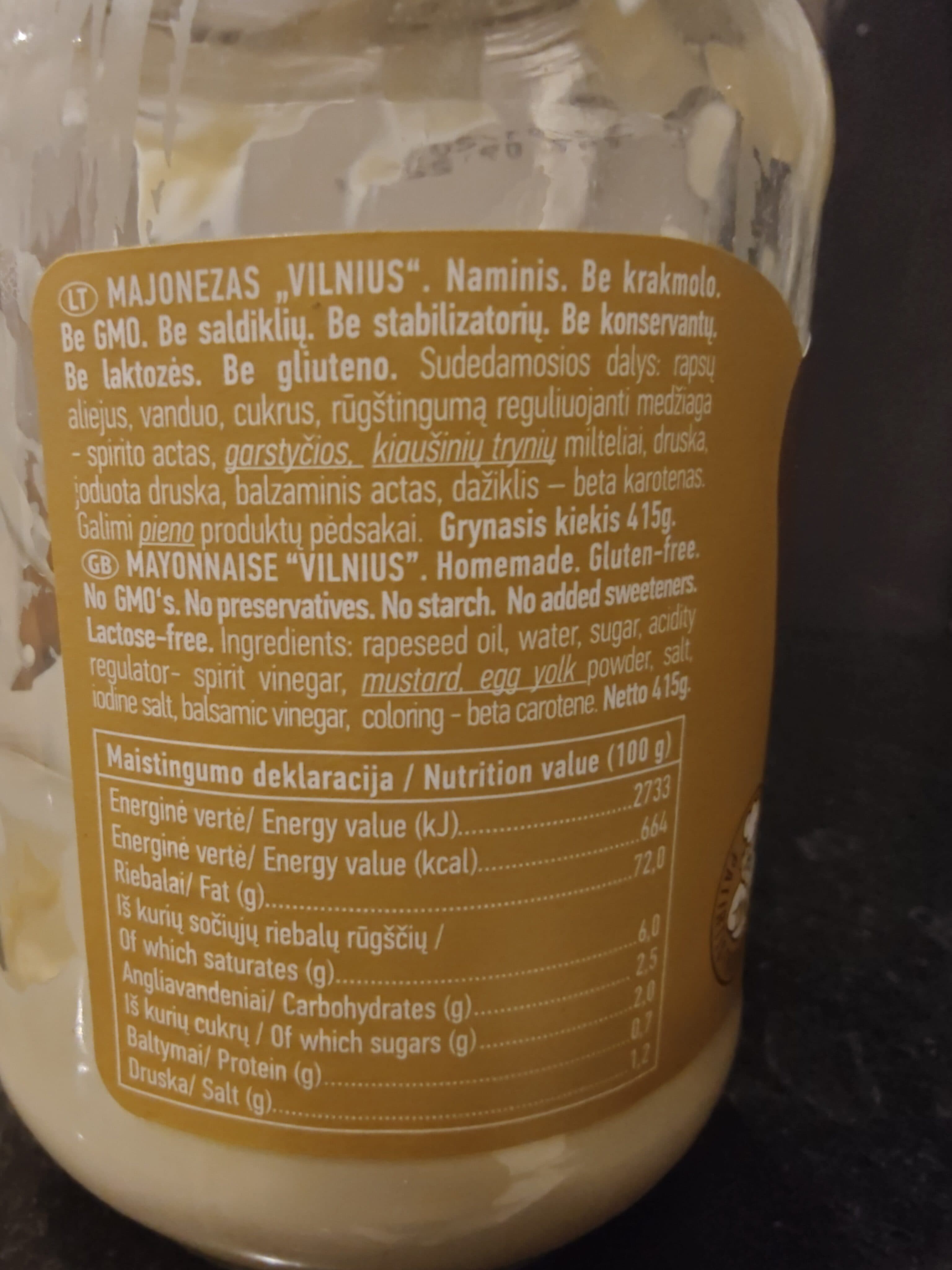 Open Food Facts Majonezas Vilnius packshot
