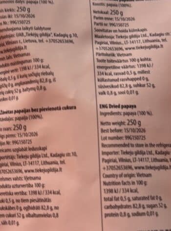 Open Food Facts Dried papaya packshot