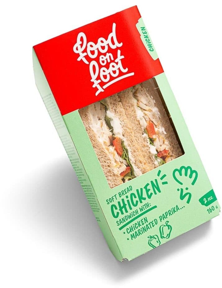 Food on foot Soft bread chicken sandwich packshot