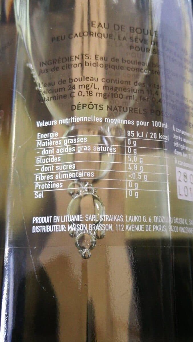 Open Food Facts Eau de bouleau packshot