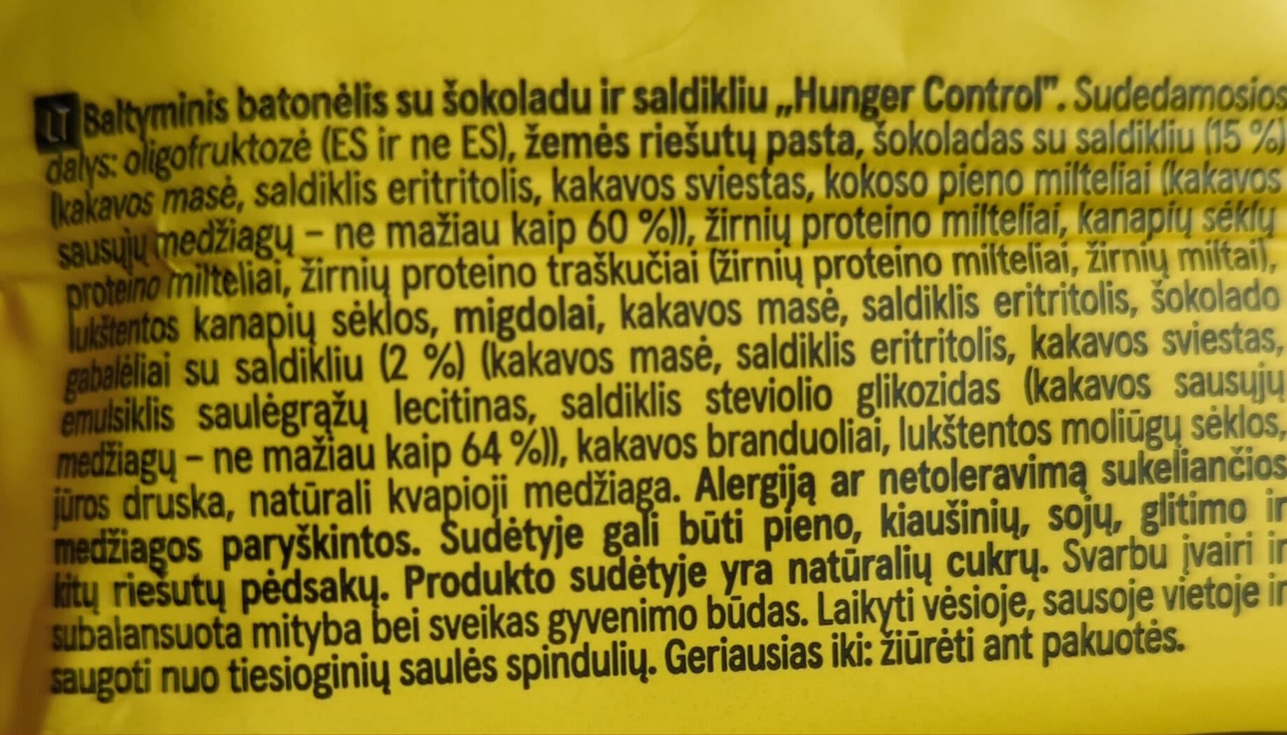 Open Food Facts Hunger Control Bar packshot