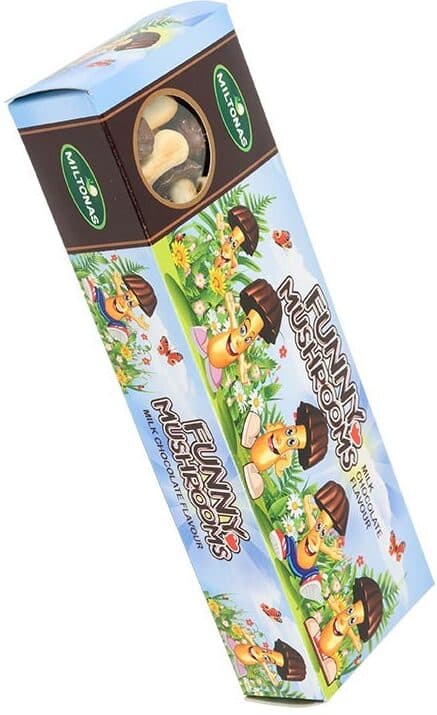 Miltonas Biscuits Linksmuciai Chocolate Flavoured Mushrooms packshot