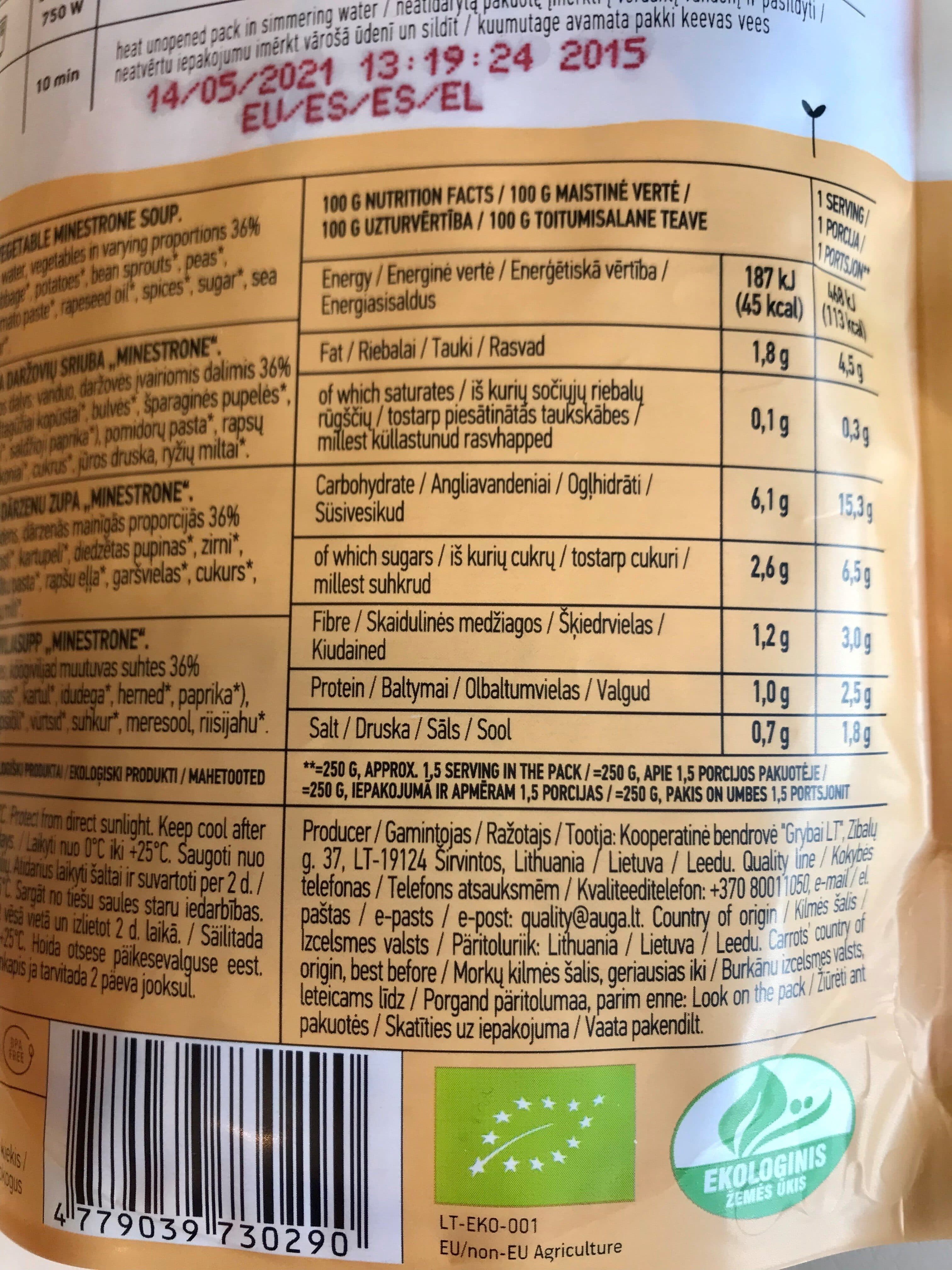Auga Minestrone soup packshot