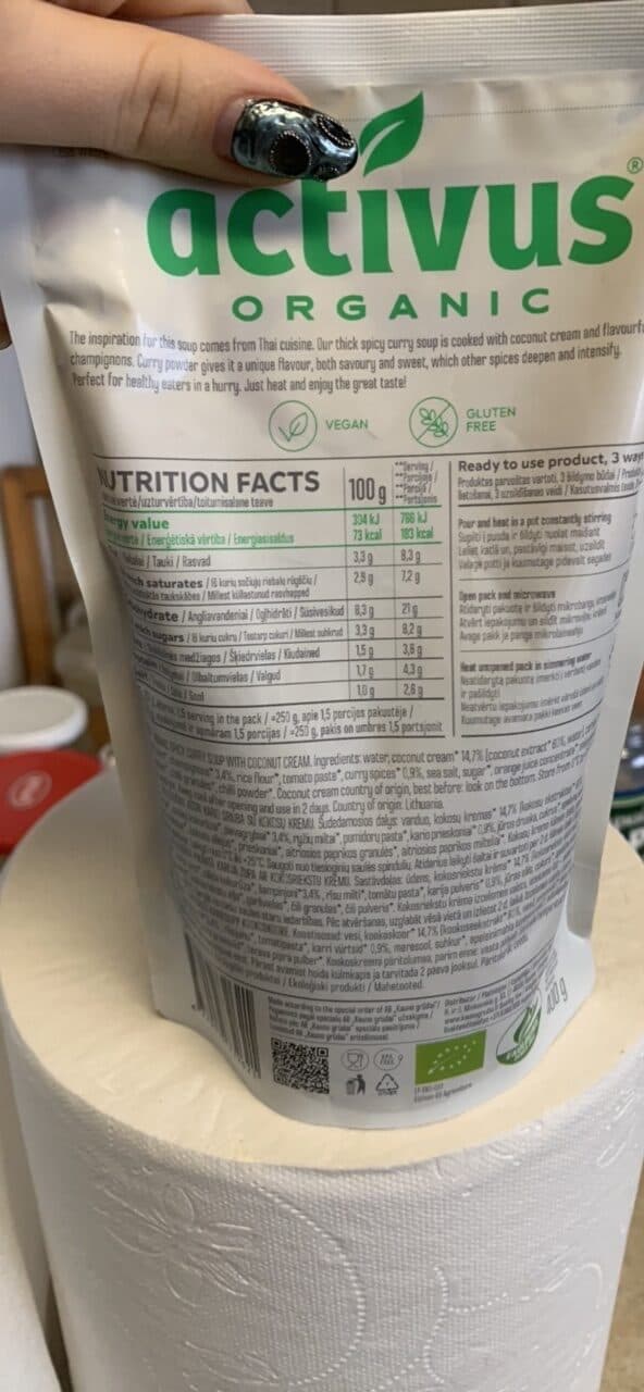 activus ORGANIC SPICY CURRY SOUP WITH COCONUT CREAM packshot