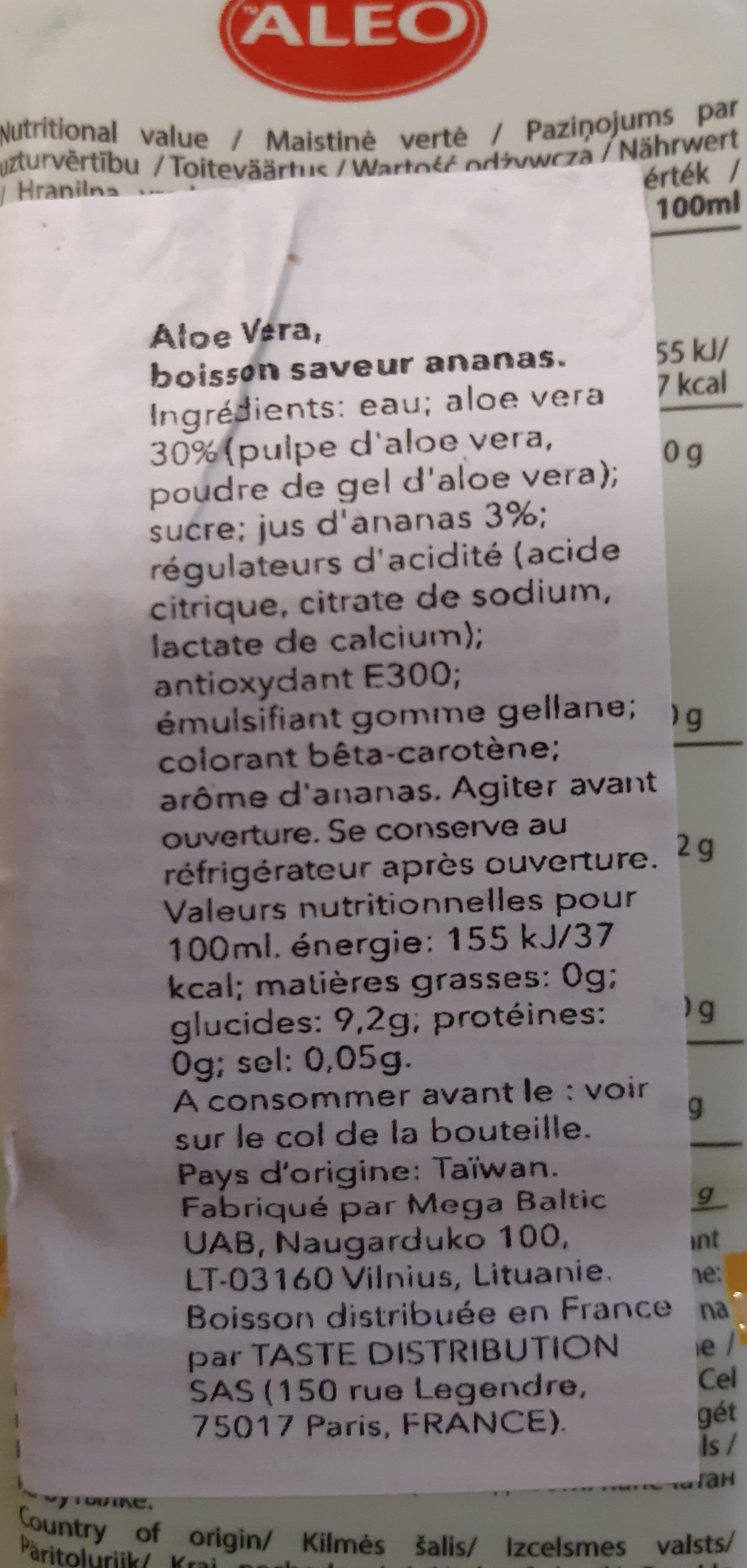 Aleo Aloe vera pineapple flavour packshot