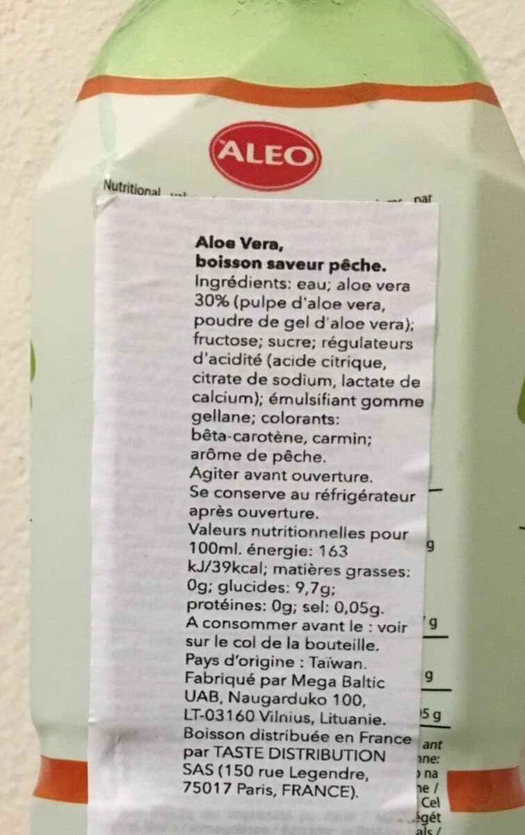 Aleo Aloe vera peach flavor packshot