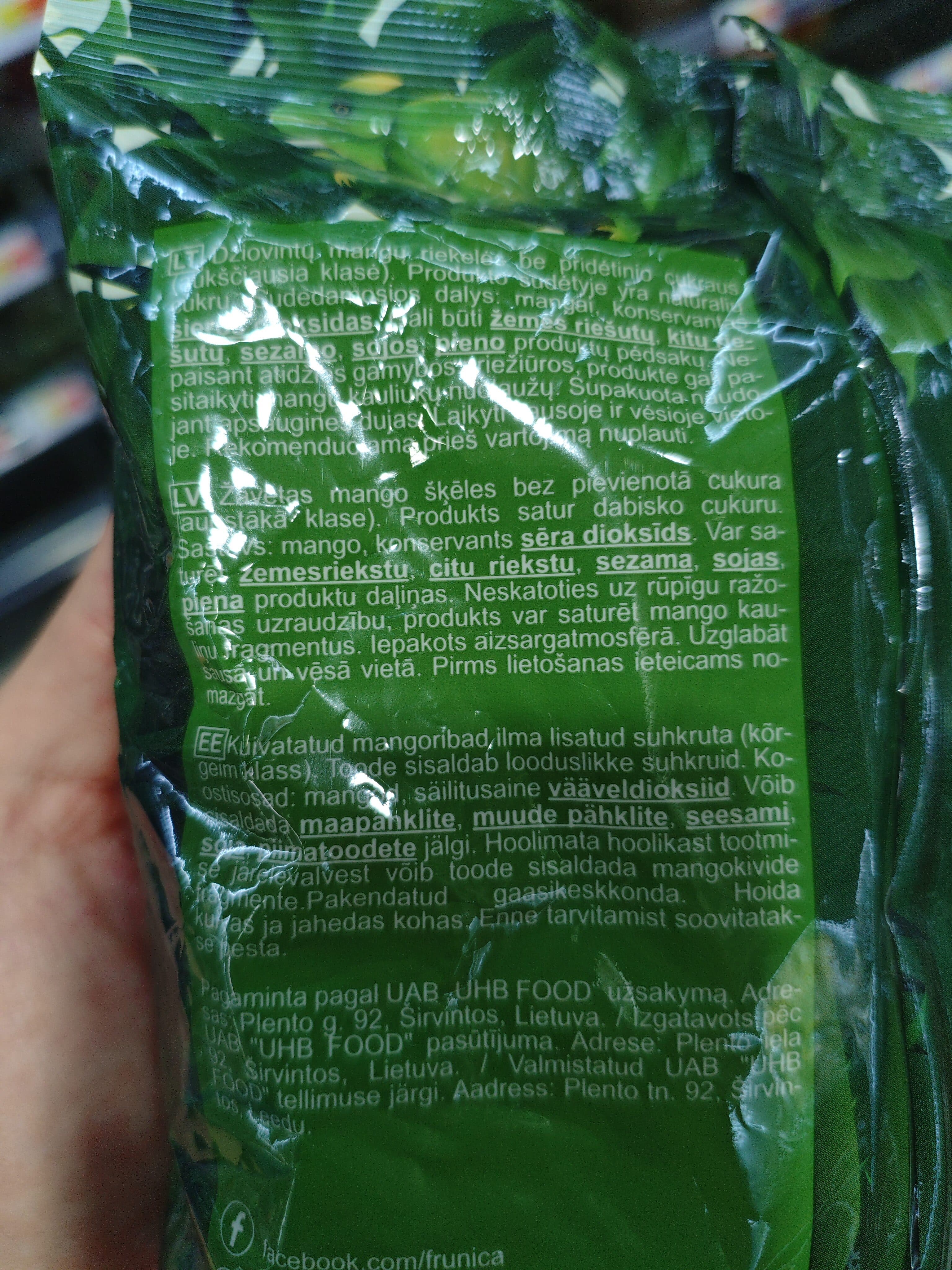 Frunica Dried mango slices packshot
