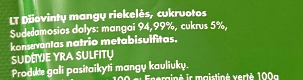 Frunica Džiovintų mangų riekelės, cukruotos packshot