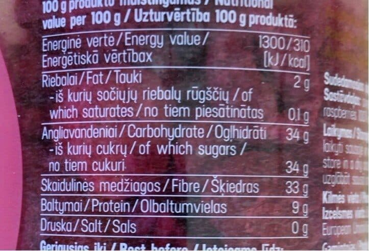Open Food Facts Framboises séchées packshot