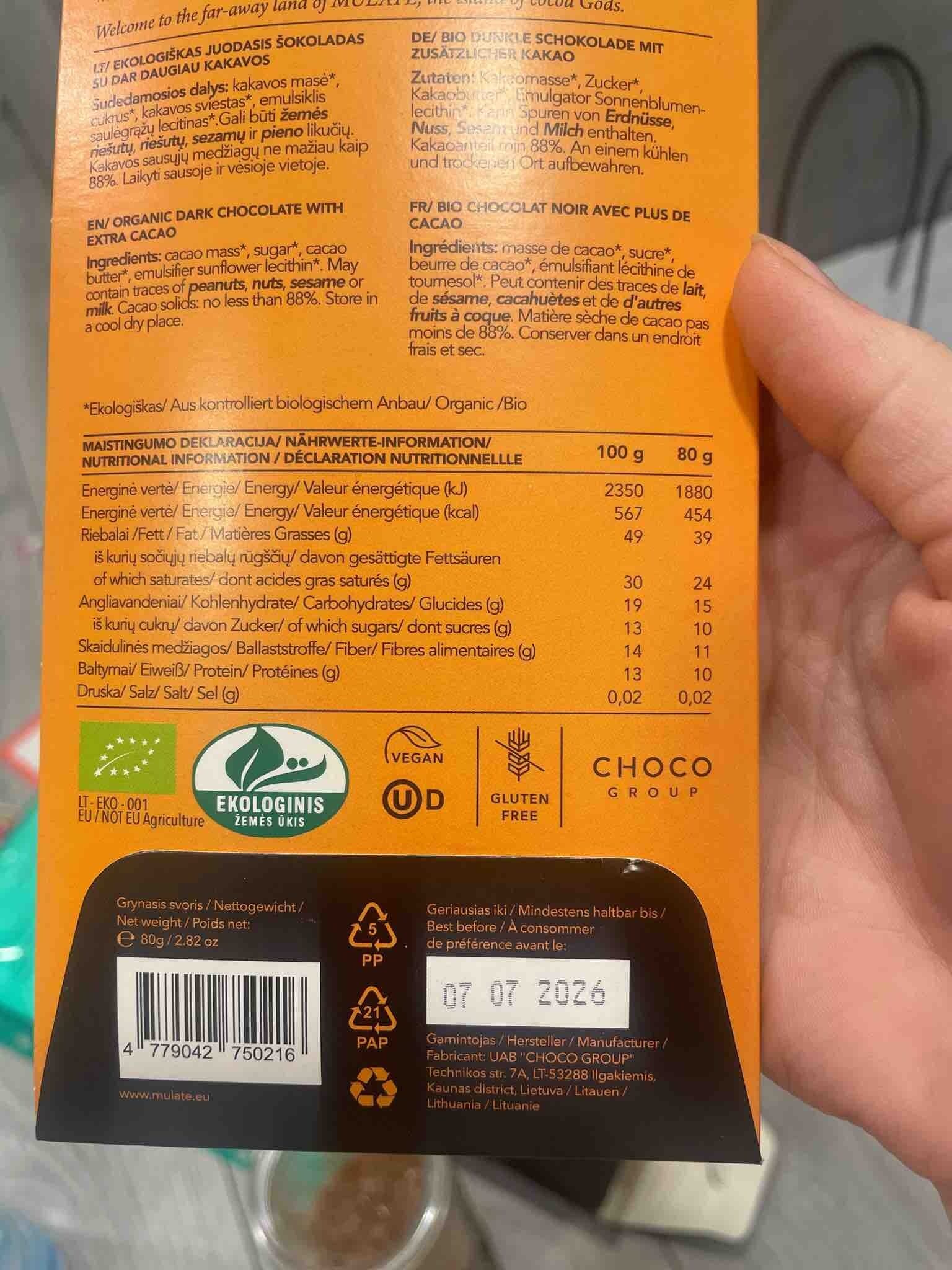 CHOCOLATE NAIVE Organic Dark Chocolate With Extra Cacao packshot