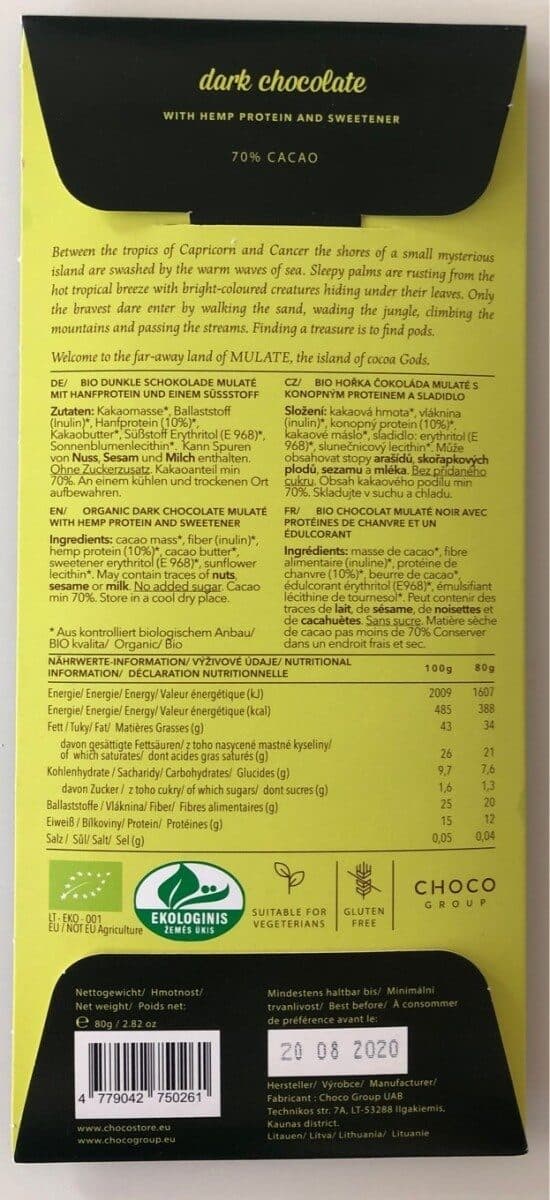 Open Food Facts Canabis dark chocolate packshot