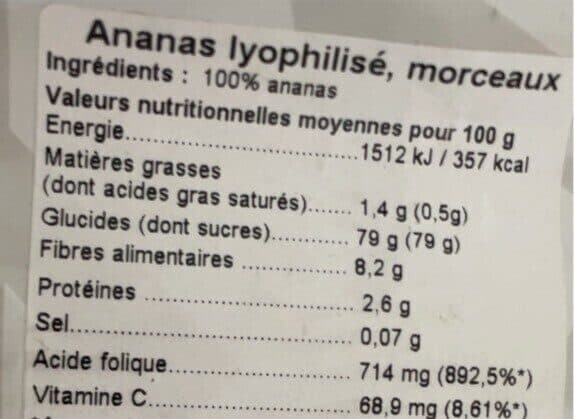 Open Food Facts Ananas lyophilisé, morceaux packshot