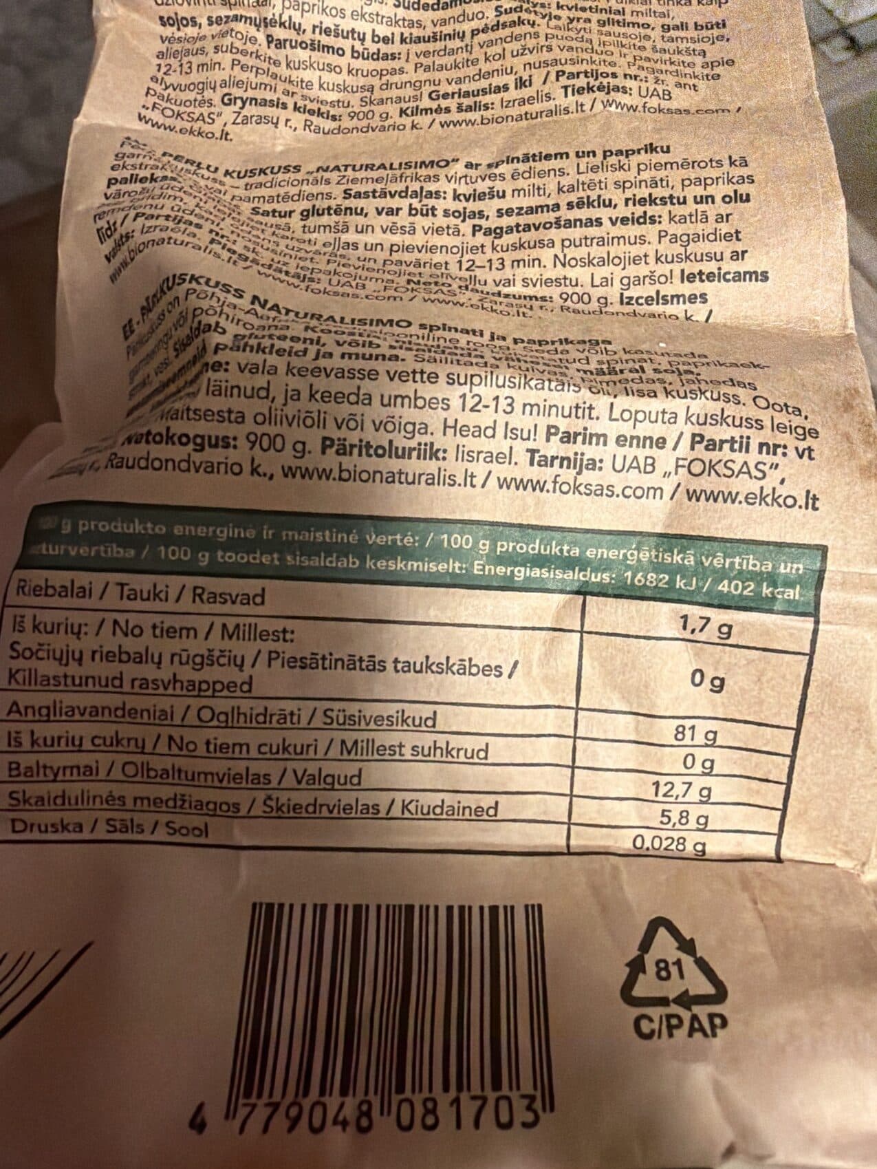 Naturalisimo Pearl Couscous packshot