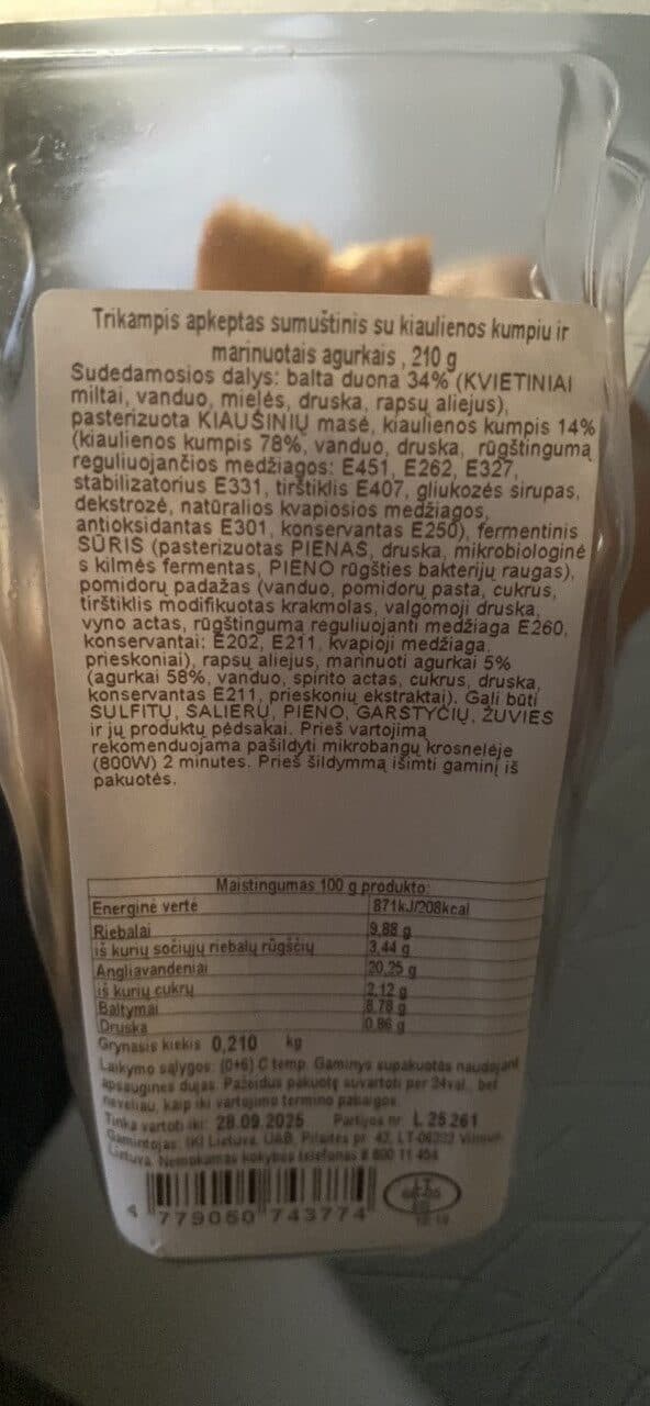 Iki Sumuštinis su kiaulienos kumpiu packshot