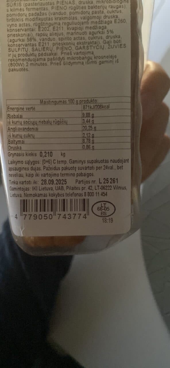 Iki Sumuštinis su kiaulienos kumpiu packshot