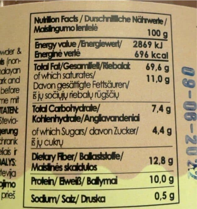 Open Food Facts Macadamia Nut Butter Cocoa & Stevia packshot